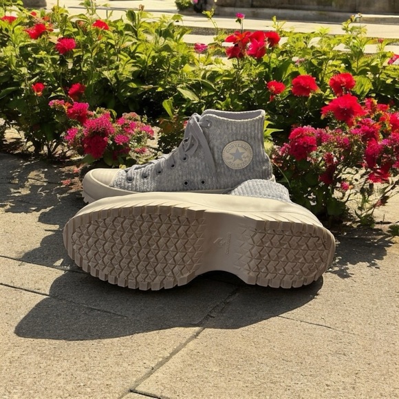 Converse Light Blue High-Top Sneakers with Rugged Lug Sole - Picture 9 of 9